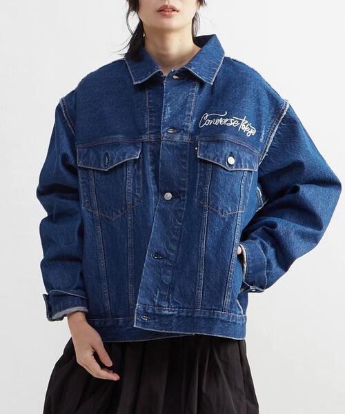 CONVERSE TOKYO(コンバーストウキョウ)の「DENIM SWITCHING JACKET(デニムジャケット・レディース・ブラック/インディゴブルー・MEDIUM/SMALL)」の4枚目の写真