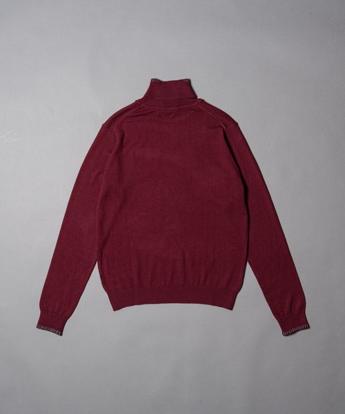 CIVVY.(シヴィ―)の「Contrast Stitch Turtleneck - コントラストステッチ タートルネック -(Tシャツ/カットソー・メンズ・グレー/バーガンディー・LARGE/MEDIUM)」の7枚目の写真