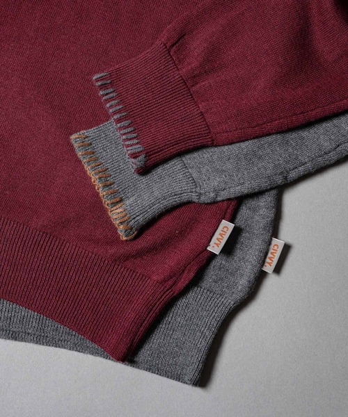 CIVVY.(シヴィ―)の「Contrast Stitch Turtleneck - コントラストステッチ タートルネック -(Tシャツ/カットソー・メンズ・グレー/バーガンディー・LARGE/MEDIUM)」の14枚目の写真