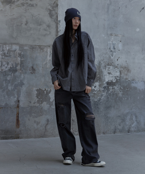 TONY LAWRENCE(トニーローレンス)の「カットオフチェックシャツグレー(シャツ/ブラウス・レディース・その他・LARGE/MEDIUM/SMALL)」の2枚目の写真