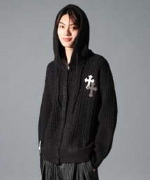 ALAND（エーランド）の「【UNISEX】LAND MUSEUM／クロスケーブルフードカーディガン（カーディガン/ボレロ）」