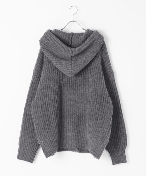 LAND MUSEUM(ランドミュージアム)の「【UNISEX】LAND MUSEUM/クロスケーブルフードカーディガン(カーディガン/ボレロ・メンズ・グレー/ブラック・MEDIUM/SMALL/LARGE)」の4枚目の写真
