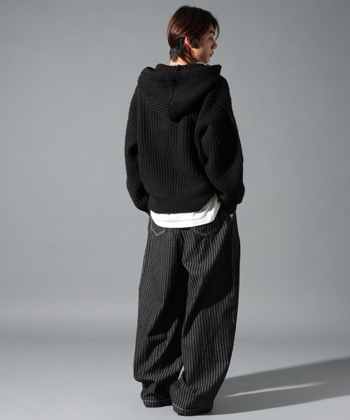 LAND MUSEUM(ランドミュージアム)の「【UNISEX】LAND MUSEUM/クロスケーブルフードカーディガン(カーディガン/ボレロ・メンズ・グレー/ブラック・MEDIUM/SMALL/LARGE)」の18枚目の写真