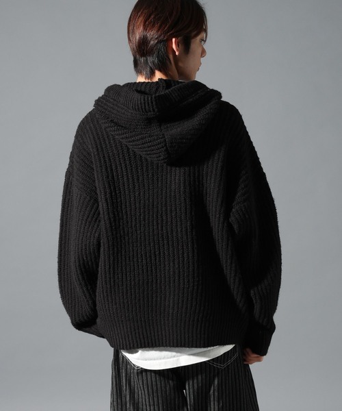 LAND MUSEUM(ランドミュージアム)の「【UNISEX】LAND MUSEUM/クロスケーブルフードカーディガン(カーディガン/ボレロ・メンズ・グレー/ブラック・MEDIUM/SMALL/LARGE)」の21枚目の写真