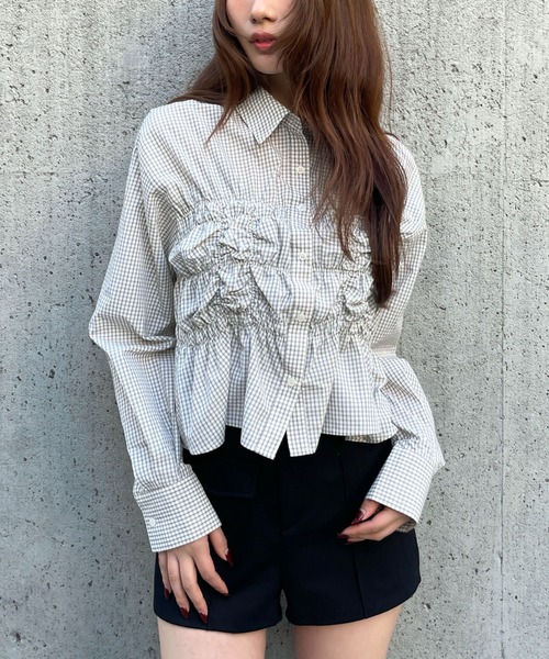 3.3 Field Trip （3.3フィールドトリップ）の「3.3 Field Trip／フロントギャザーシャツ（シャツ/ブラウス・レディース・サックスブルー/その他1/その他2・FREE）」の3枚目の写真