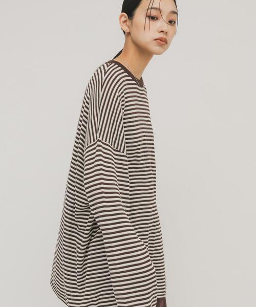 KBF（ケイビーエフ）の「シアーボーダールーズニット（ニット/セーター・レディース・グレー系その他/ブラウン系その他/ホワイト系その他/レッド系その他・ONE）」の15枚目の写真