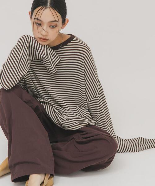 KBF（ケイビーエフ）の「シアーボーダールーズニット（ニット/セーター・レディース・グレー系その他/ブラウン系その他/ホワイト系その他/レッド系その他・ONE）」の17枚目の写真