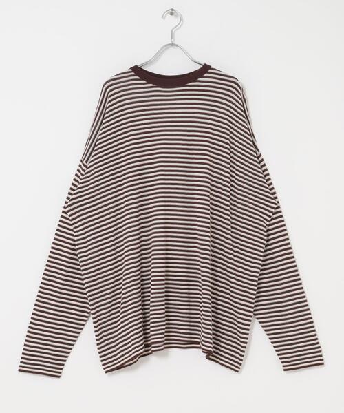 KBF（ケイビーエフ）の「シアーボーダールーズニット（ニット/セーター・レディース・グレー系その他/ブラウン系その他/ホワイト系その他/レッド系その他・ONE）」の21枚目の写真