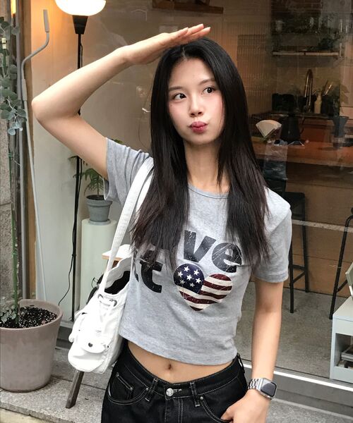 CARGOBROS FOR WOMAN(カーゴブロスフォーウィメン)の「ヴィンテージハートフラッグショート半袖Tシャツ(ソリッドグレー)(Tシャツ/カットソー・レディース・その他・FREE)」の13枚目の写真