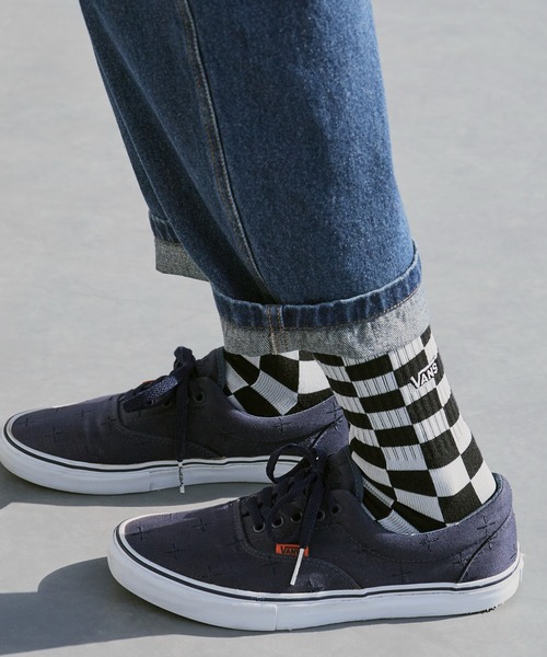 VANS(バンズ)の「VANS/ヴァンズ チェッカーボード リブ編み クルーソックス(ソックス/靴下・メンズ・ブラック・ONE SIZE)」の1枚目の写真