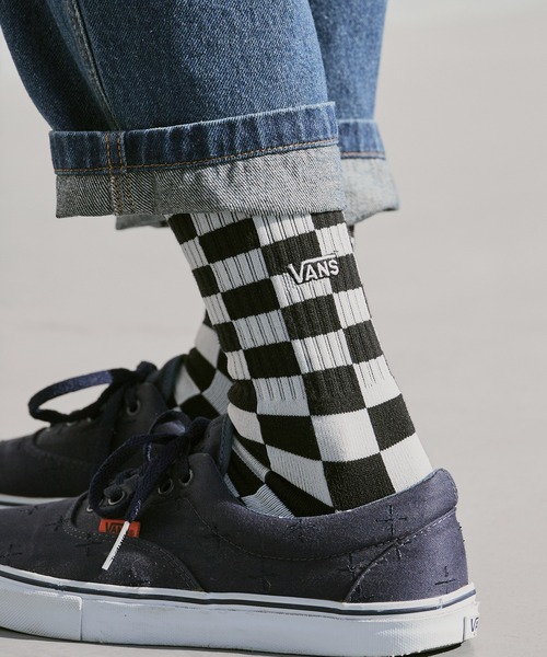 VANS(バンズ)の「VANS/ヴァンズ チェッカーボード リブ編み クルーソックス(ソックス/靴下・メンズ・ブラック・ONE SIZE)」の4枚目の写真