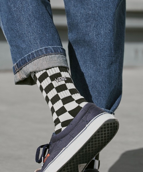 VANS(バンズ)の「VANS/ヴァンズ チェッカーボード リブ編み クルーソックス(ソックス/靴下・メンズ・ブラック・ONE SIZE)」の5枚目の写真