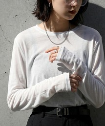 antiqua（アンティカ）の「綿100 Uネック シアーロンT（Tシャツ/カットソー）」
