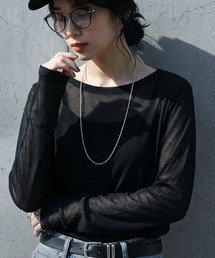 antiqua（アンティカ）の「綿100 Uネック シアーロンT（Tシャツ/カットソー）」