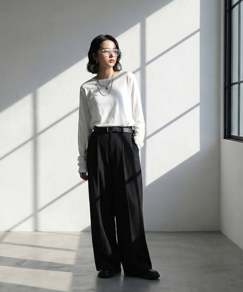 antiqua（アンティカ）の「綿100 Uネック シアーロンT（Tシャツ/カットソー・レディース・ブラック/チャコールグレー/ブルー/ホワイト/ライム/ピンク・P/R）」の8枚目の写真