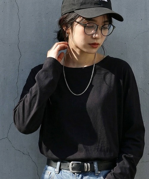 antiqua（アンティカ）の「綿100 Uネック シアーロンT（Tシャツ/カットソー・レディース・ブラック/チャコールグレー/ブルー/ホワイト/ライム/ピンク・P/R）」の11枚目の写真