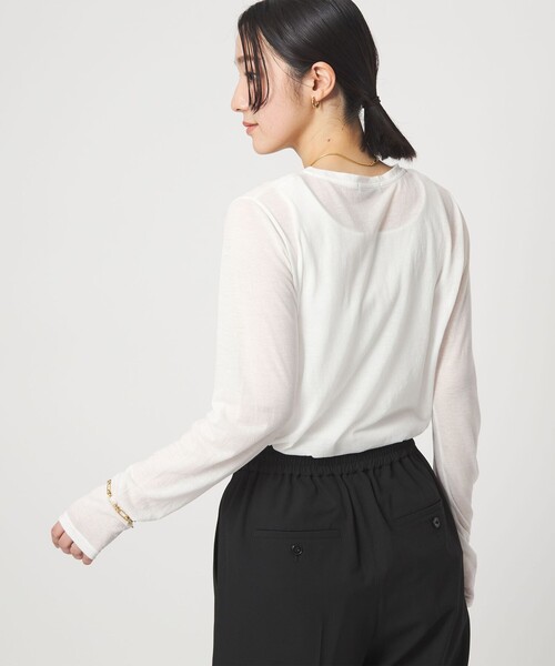 green label relaxing(グリーンレーベルリラクシング)の「【WEB限定】<at ease>シアー テンジク ロングスリーブ カットソー(Tシャツ/カットソー・レディース・ナチュラル/モカ/ライトグレー/ホワイト・FREE)」の7枚目の写真