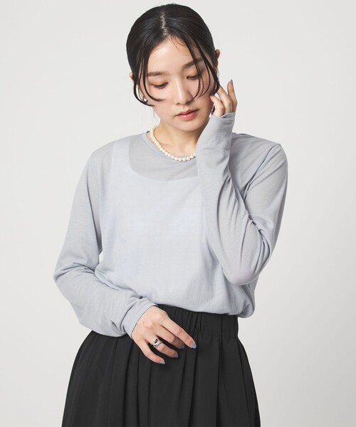 green label relaxing(グリーンレーベルリラクシング)の「【WEB限定】<at ease>シアー テンジク ロングスリーブ カットソー(Tシャツ/カットソー・レディース・ナチュラル/モカ/ライトグレー/ホワイト・FREE)」の13枚目の写真