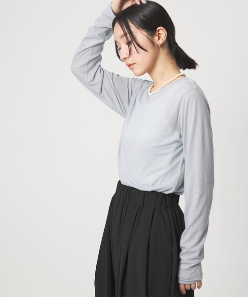 green label relaxing(グリーンレーベルリラクシング)の「【WEB限定】<at ease>シアー テンジク ロングスリーブ カットソー(Tシャツ/カットソー・レディース・ナチュラル/モカ/ライトグレー/ホワイト・FREE)」の14枚目の写真