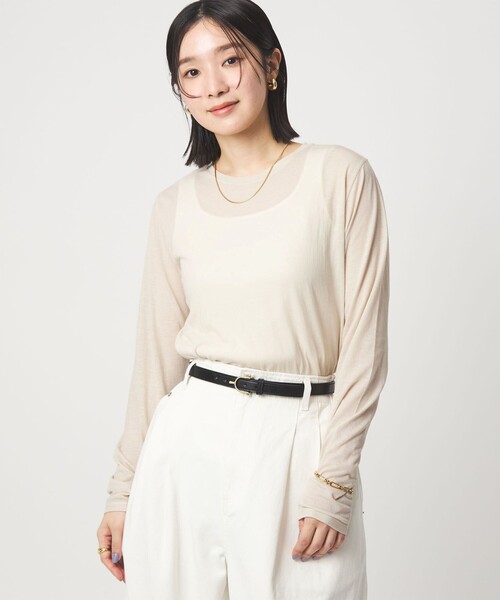 green label relaxing(グリーンレーベルリラクシング)の「【WEB限定】<at ease>シアー テンジク ロングスリーブ カットソー(Tシャツ/カットソー・レディース・ナチュラル/モカ/ライトグレー/ホワイト・FREE)」の21枚目の写真