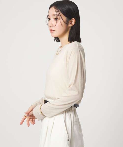 green label relaxing(グリーンレーベルリラクシング)の「【WEB限定】<at ease>シアー テンジク ロングスリーブ カットソー(Tシャツ/カットソー・レディース・ナチュラル/モカ/ライトグレー/ホワイト・FREE)」の22枚目の写真