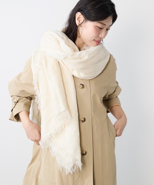 ASAUCE MELER（アソースメレ）の「【ASAUCE MELER】リネンガーゼストール（ストール/ショール・レディース・アイボリー/ベージュ・FREE）」の2枚目の写真
