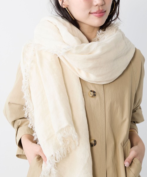ASAUCE MELER（アソースメレ）の「【ASAUCE MELER】リネンガーゼストール（ストール/ショール・レディース・アイボリー/ベージュ・FREE）」の3枚目の写真