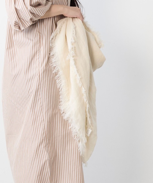 ASAUCE MELER（アソースメレ）の「【ASAUCE MELER】リネンガーゼストール（ストール/ショール・レディース・アイボリー/ベージュ・FREE）」の6枚目の写真