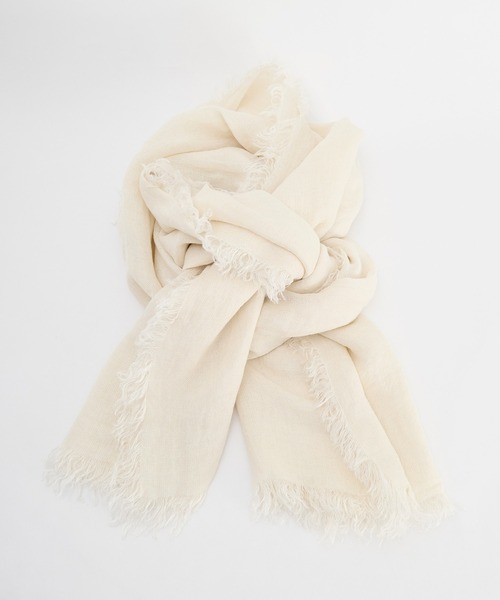 ASAUCE MELER（アソースメレ）の「【ASAUCE MELER】リネンガーゼストール（ストール/ショール・レディース・アイボリー/ベージュ・FREE）」の10枚目の写真