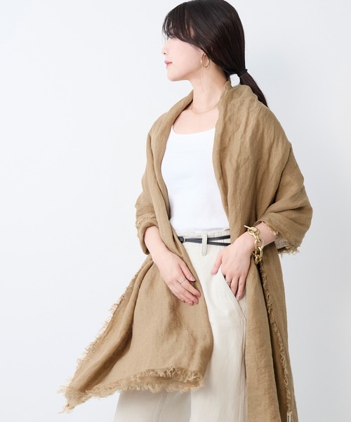 ASAUCE MELER（アソースメレ）の「【ASAUCE MELER】リネンガーゼストール（ストール/ショール・レディース・アイボリー/ベージュ・FREE）」の13枚目の写真