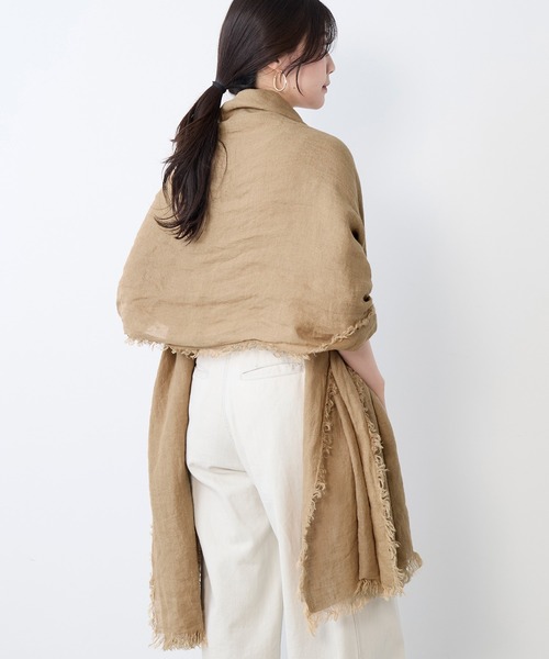 ASAUCE MELER（アソースメレ）の「【ASAUCE MELER】リネンガーゼストール（ストール/ショール・レディース・アイボリー/ベージュ・FREE）」の14枚目の写真