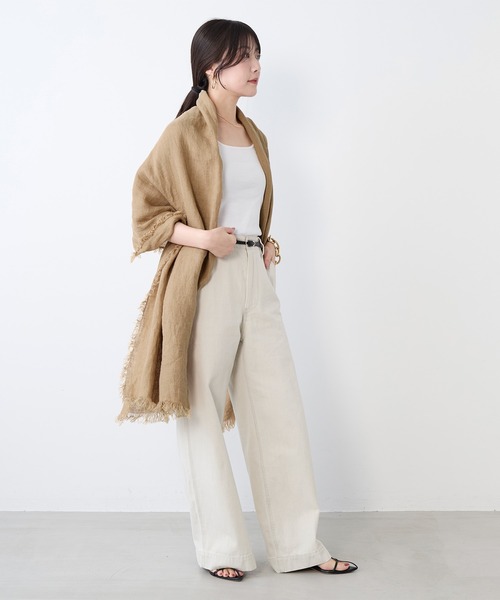 ASAUCE MELER（アソースメレ）の「【ASAUCE MELER】リネンガーゼストール（ストール/ショール・レディース・アイボリー/ベージュ・FREE）」の16枚目の写真