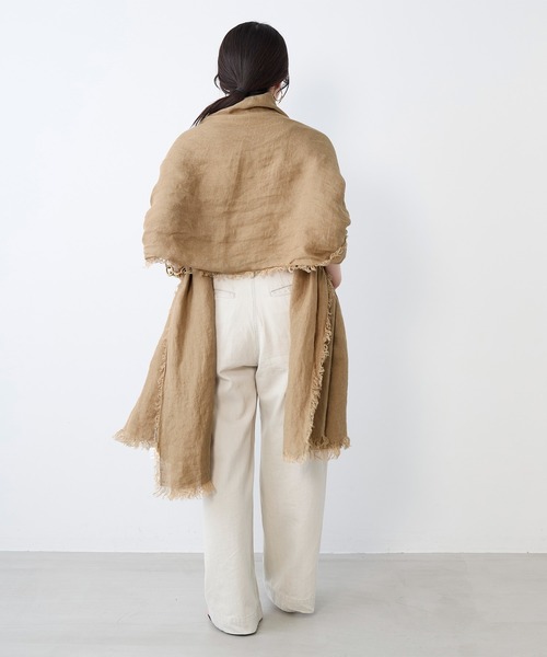 ASAUCE MELER（アソースメレ）の「【ASAUCE MELER】リネンガーゼストール（ストール/ショール・レディース・アイボリー/ベージュ・FREE）」の17枚目の写真