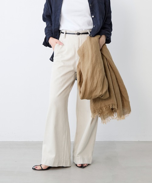 ASAUCE MELER（アソースメレ）の「【ASAUCE MELER】リネンガーゼストール（ストール/ショール・レディース・アイボリー/ベージュ・FREE）」の18枚目の写真