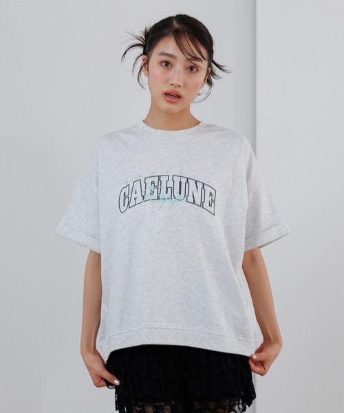 repipi armario(レピピ アルマリオ)の「【綿100%】キラキラカレッジTee(Tシャツ/カットソー・キッズ・ピンク/オフホワイト/サックスブルー/ブラック/イエロー/グレー・MEDIUM/SMALL/LARGE)」の4枚目の写真