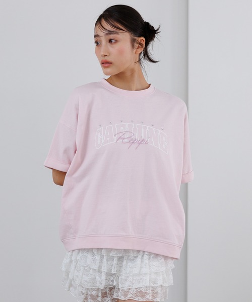 repipi armario(レピピ アルマリオ)の「【綿100%】キラキラカレッジTee(Tシャツ/カットソー・キッズ・ピンク/オフホワイト/サックスブルー/ブラック/イエロー/グレー・MEDIUM/SMALL/LARGE)」の6枚目の写真