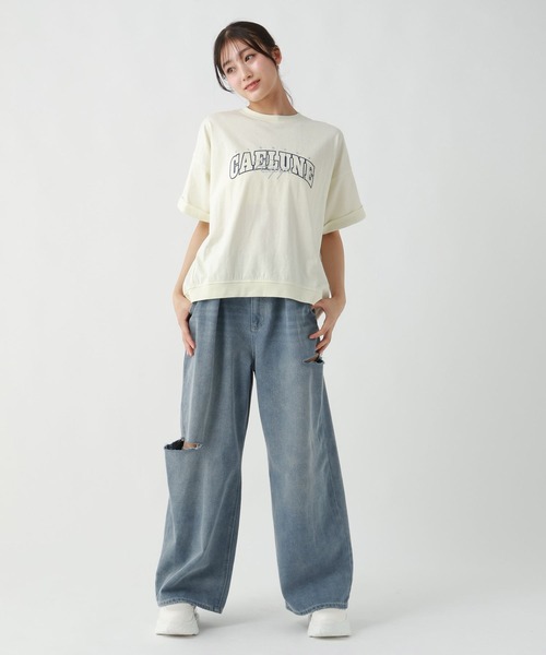 repipi armario(レピピ アルマリオ)の「【綿100%】キラキラカレッジTee(Tシャツ/カットソー・キッズ・ピンク/オフホワイト/サックスブルー/ブラック/イエロー/グレー・MEDIUM/SMALL/LARGE)」の13枚目の写真
