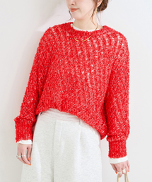 手洗い可 / テープヤーンミックスニットプルオーバー