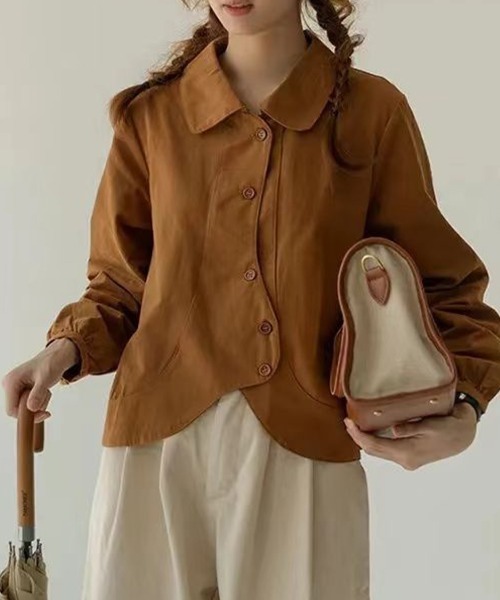 Flugge（フラッジー）の「ラウンドフォルム長袖シャツ（シャツ/ブラウス・レディース・アイボリー/ブラウン・MEDIUM/LARGE）」の2枚目の写真