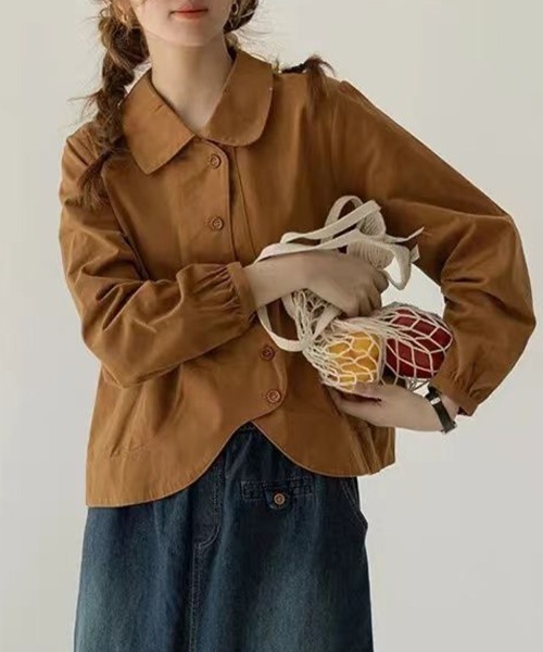 Flugge（フラッジー）の「ラウンドフォルム長袖シャツ（シャツ/ブラウス・レディース・アイボリー/ブラウン・MEDIUM/LARGE）」の3枚目の写真