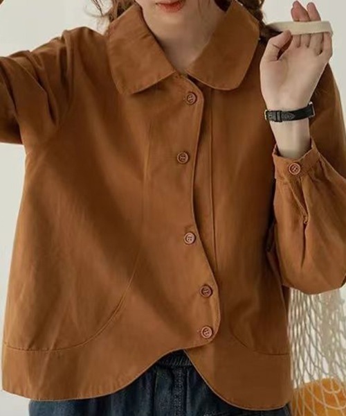 Flugge（フラッジー）の「ラウンドフォルム長袖シャツ（シャツ/ブラウス・レディース・アイボリー/ブラウン・MEDIUM/LARGE）」の4枚目の写真