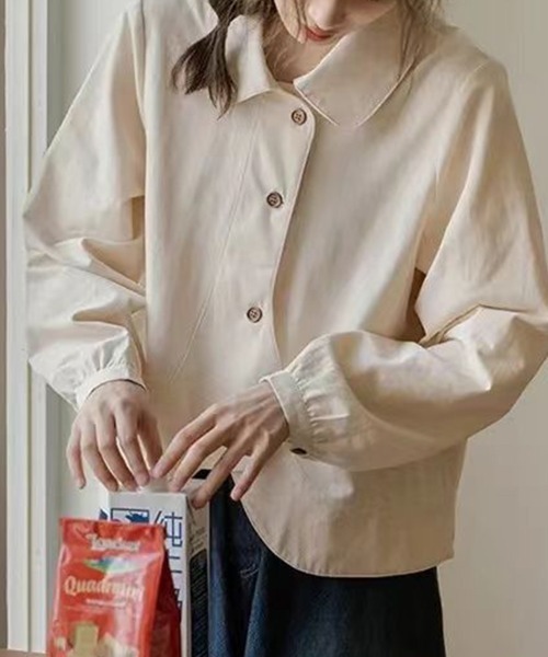 Flugge（フラッジー）の「ラウンドフォルム長袖シャツ（シャツ/ブラウス・レディース・アイボリー/ブラウン・MEDIUM/LARGE）」の5枚目の写真