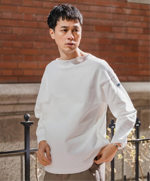 SAINT JAMES(セントジェームス)の「SAINT JAMES(セントジェームス) OUESSANT ルーズ (SOLID)(Tシャツ/カットソー・メンズ・ホワイト/ブラック・6/5/4)」の12枚目の写真