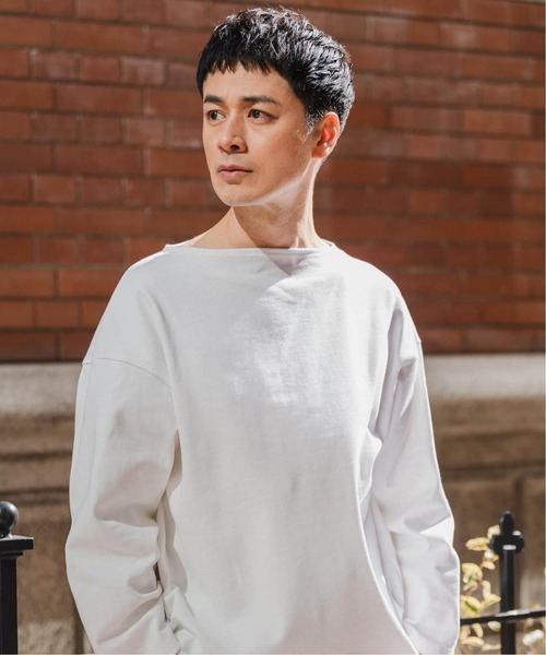 SAINT JAMES(セントジェームス)の「SAINT JAMES(セントジェームス) OUESSANT ルーズ (SOLID)(Tシャツ/カットソー・メンズ・ホワイト/ブラック・6/5/4)」の13枚目の写真