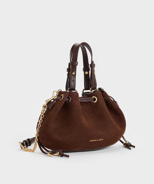 CHARLES & KEITH(チャールズ & キース)の「Moxieミニモキシードローストリングバケットバッグ(ショルダーバッグ・レディース・ダークブラウン・S)」の4枚目の写真