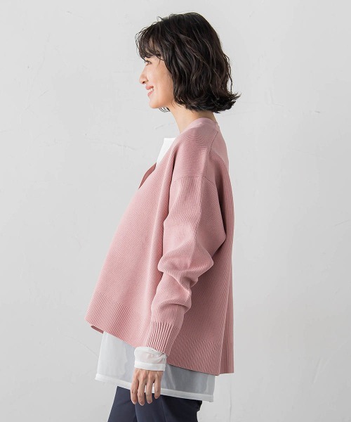 la.f…（ラエフ）の「【WEB限定カラーあり】スポンディッシュニットカーディガン（ニット/セーター・レディース・ピンク/グリーン/ベージュ/チャコールグレー/パープル・9号）」の13枚目の写真
