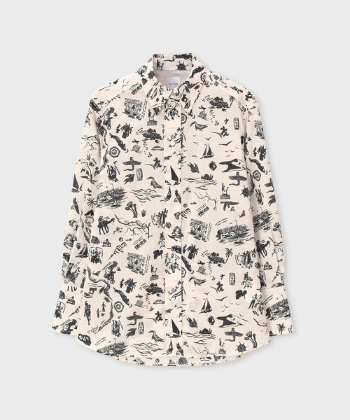 Paul Smith(ポールスミス)の「ウィメンズ "Travel Stories" プリント シャツ / 165030 329B(シャツ/ブラウス・レディース・ダークグレー/オフホワイト・40)」の1枚目の写真
