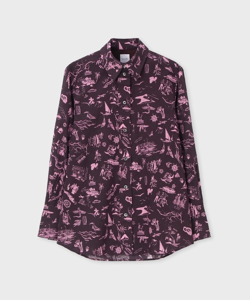 Paul Smith(ポールスミス)の「ウィメンズ "Travel Stories" プリント シャツ / 165030 329B(シャツ/ブラウス・レディース・ダークグレー/オフホワイト・40)」の2枚目の写真