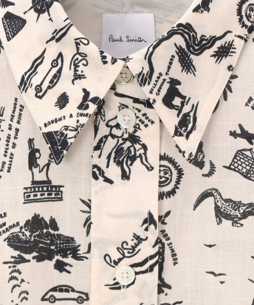 Paul Smith(ポールスミス)の「ウィメンズ "Travel Stories" プリント シャツ / 165030 329B(シャツ/ブラウス・レディース・ダークグレー/オフホワイト・40)」の3枚目の写真