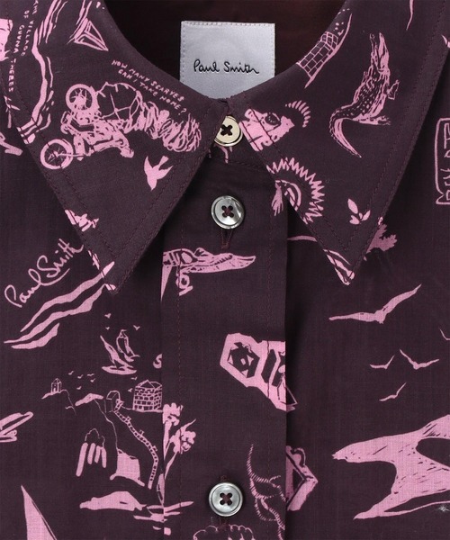 Paul Smith(ポールスミス)の「ウィメンズ "Travel Stories" プリント シャツ / 165030 329B(シャツ/ブラウス・レディース・ダークグレー/オフホワイト・40)」の8枚目の写真